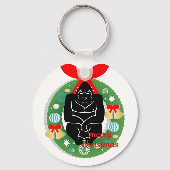 Chaveiro Feliz gorila de natal (Frente)