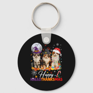 Chaveiro Feliz Hallothanksmas Gatinhos Lindos Halloween Dia