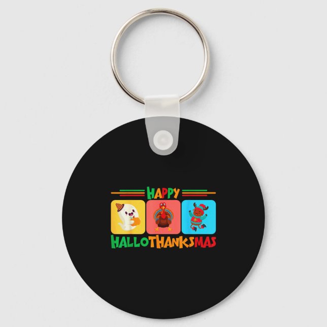 Chaveiro Feliz Hallothanksmas Natal E Dia De Ação De Graças (Frente)