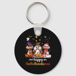 Chaveiro Feliz Hallothanksmas Poodle Dog Halloween Christma