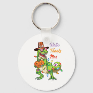 Chaveiro Feliz Hallothanksmas T Rex Halloween Ação de Graça