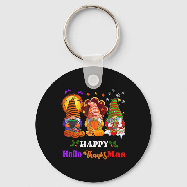 Chaveiro Feliz Hallothanksmas Três Feliz de Halloween dos G (Frente)