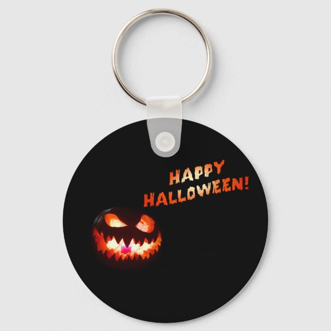 Chaveiro FELIZ HALLOWEEN - Jack O-Lanterna brilhante (Frente)