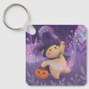 Chaveiro Feliz Halloween: Ursinho a Bruxa