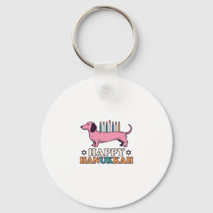 Chaveiro Feliz Hanukkah Dachshund Menorá Camisa de Cachorro