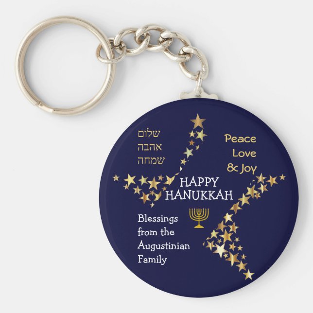 Chaveiro FELIZ HANUKKAH Personalizada (Frente)