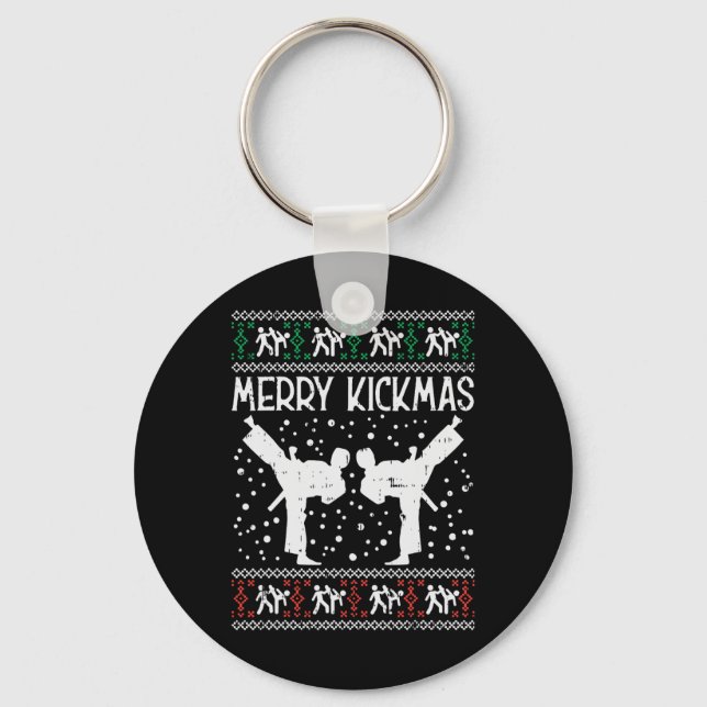 Chaveiro Feliz Kickmas Natal Feio Karate Jiu Jitsu Mart (Frente)