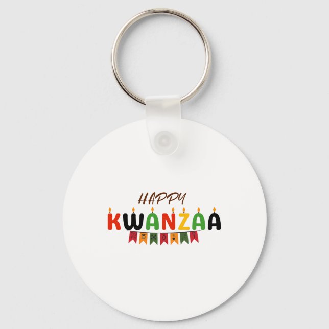 Chaveiro Feliz Kwanzaa - 7 Princípios Das Camisetas Kwanzaa (Frente)