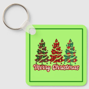 Chaveiro Feliz Natal Árvores de Xadrez Búfalo Design-42019