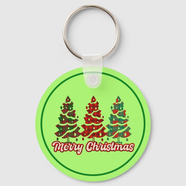 Chaveiro Feliz Natal Árvores Xadrez Búfalo Design-42019 (Frente)