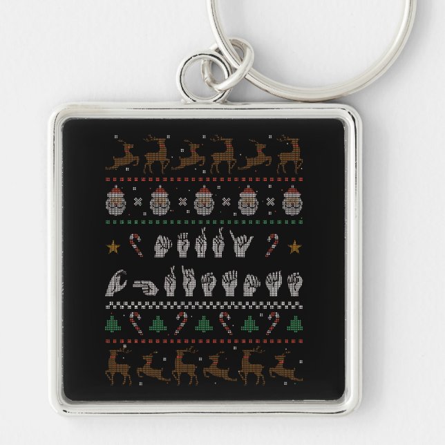 Chaveiro Feliz Natal - ASL American Sign Language II (Frente)