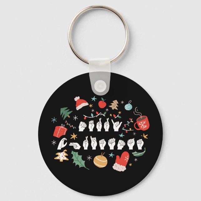 Chaveiro Feliz Natal - ASL American Sign Language III (Frente)