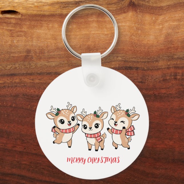 Chaveiro Feliz Natal Bebês Veados (Verso)
