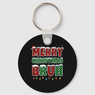 Chaveiro Feliz Natal Bruh Luzes de Natal Xadrez Vermelho Ve