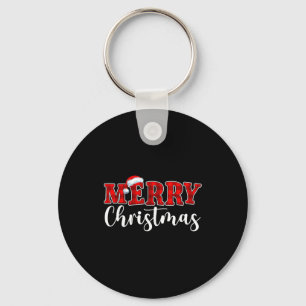 Chaveiro Feliz Natal Búfala Xadrez Vermelho Chapéu do Papai