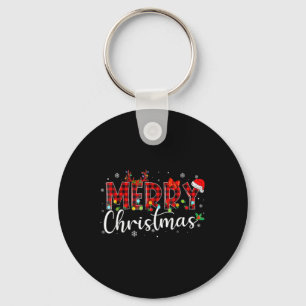 Chaveiro Feliz Natal Buffalo Xadrez Red Santa Hat Xmas P