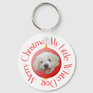 Chaveiro Feliz Natal Cachorrinho Branco