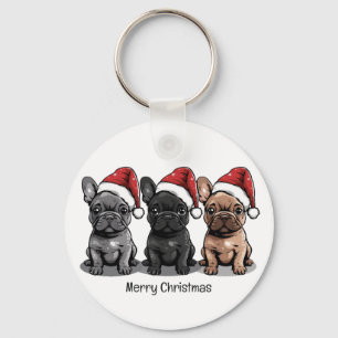 Chaveiro Feliz Natal - Cachorro de Papais noeis de Buldogue