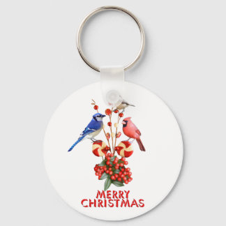 Chaveiro Feliz Natal - Cardeal Azul-Jay Chickadee