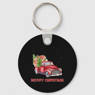 Chaveiro Feliz Natal Clicar em Red Truck Tree Family Xmas