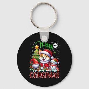 Chaveiro Feliz Natal Corgi Papais noeis Cute Corgi Gnomo Sn