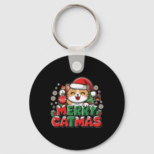 Chaveiro Feliz Natal de Gato Enfeite de Natal Gato do Papai