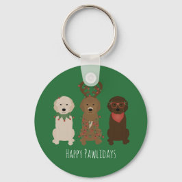 Chaveiro Feliz Natal dos Pawlidays Goldendoodododle
