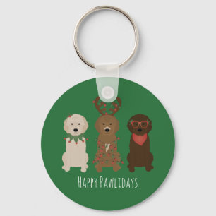 Chaveiro Feliz Natal dos Pawlidays Goldendoodododle