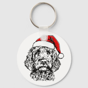 Chaveiro Feliz Natal Fofo Goldendoodle Papai Noel Natal 