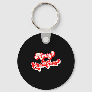 Chaveiro Feliz Natal Fofo Simples Caligrafia Retro Vermelho