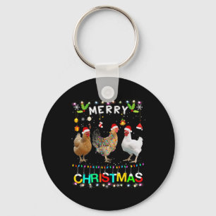 Chaveiro Feliz Natal Frango Chapéu do Papai Noel Luzes Nata