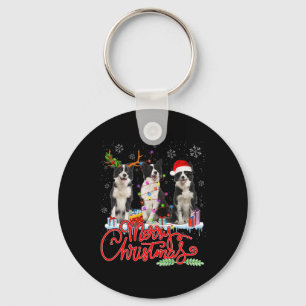 Chaveiro Feliz Natal Fronteira de Collie Papais noeis Reind