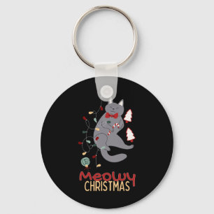 Chaveiro Feliz Natal Gato Luzes de Natal1