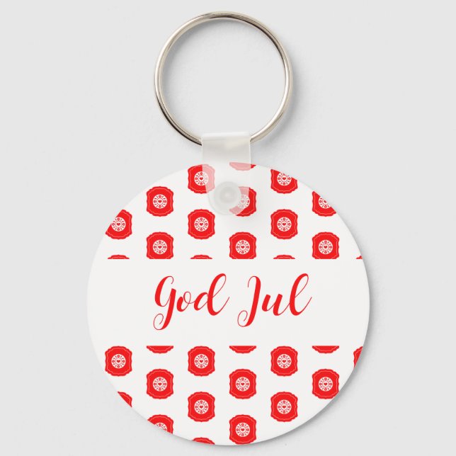 Chaveiro Feliz Natal God Jul padrão escandinavo presente (Frente)