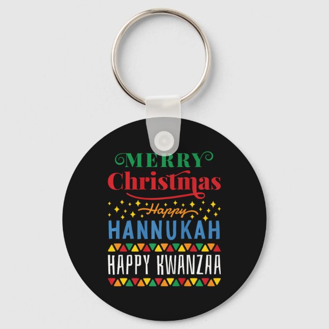 Chaveiro Feliz Natal Hanukkah Feliz Kwanzaa 10 (Frente)