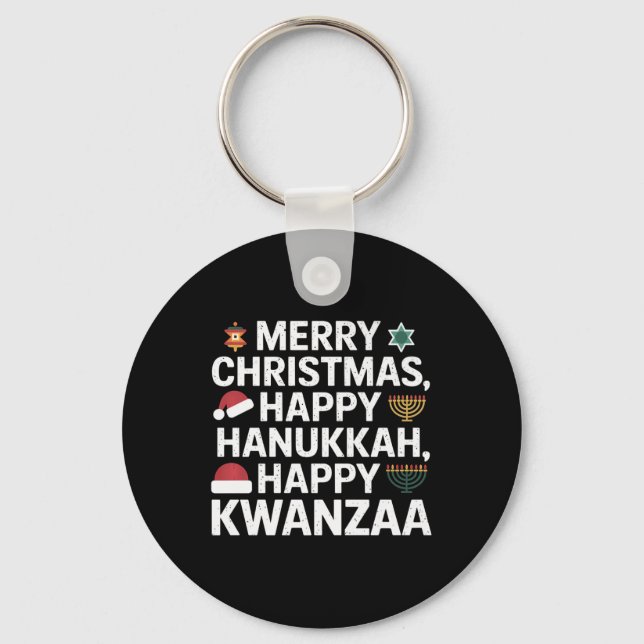 Chaveiro Feliz Natal Hanukkah Feliz Kwanzaa 15 (Frente)