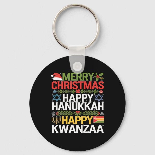 Chaveiro Feliz Natal Hanukkah Feliz Kwanzaa 18 (Frente)