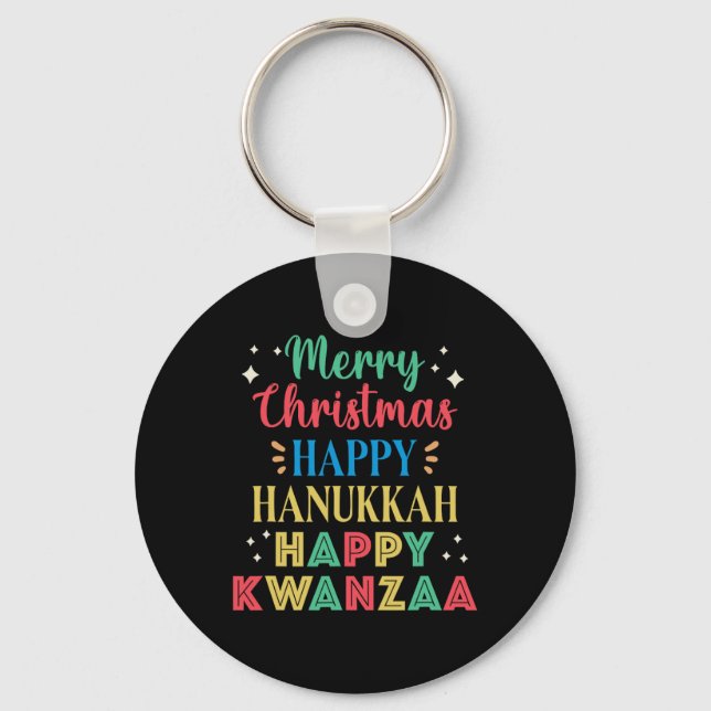 Chaveiro Feliz Natal Hanukkah Feliz Kwanzaa 9 (Frente)