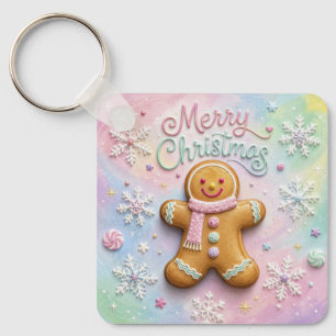 Chaveiro Feliz Natal Homem de Biscoito de Gengibre Flocos d