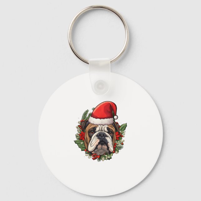 Chaveiro Feliz Natal Inglês Buldogue (Frente)