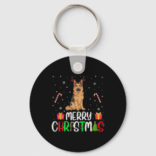 Chaveiro Feliz Natal Luzes German shepherd Cão Reindee