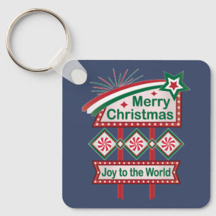 Chaveiro Feliz Natal - Marquee Retro - Alegria ao Mundo