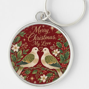 Chaveiro Feliz Natal Meu Amor Rolas-Turtas Azevinho