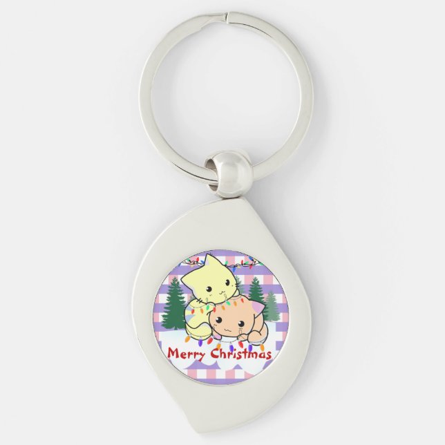 Chaveiro Feliz Natal na neve, nome personalizado (Frente)