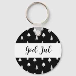 Chaveiro Feliz Natal padrão preto escandinavo presente Jul