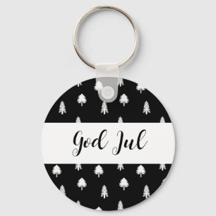 Chaveiro Feliz Natal padrão preto escandinavo presente Jul