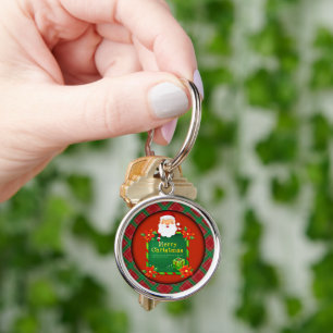 Chaveiro Feliz Natal Papais noeis Tartan Xadrez