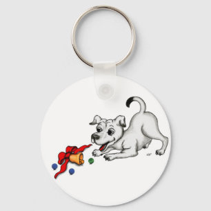 Chaveiro Feliz Natal! Puppy com Bell e Ball