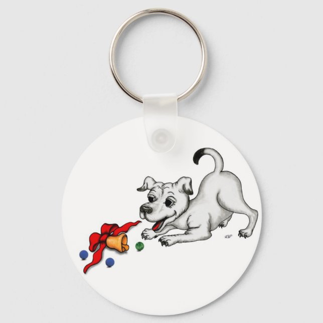 Chaveiro Feliz Natal! Puppy com Bell e Ball (Frente)