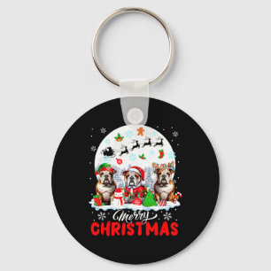 Chaveiro Feliz Natal Três Papais noeis Elf Reindeer Buldog